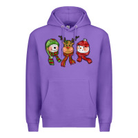 Purple christmas reindeer polar bear snowman Premium Hoodie - CowGirlArtShop