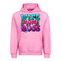 Fuchsia Pink wife mom boss Urban Hoodie - FaDigitalArtStudio