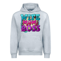 Heather Grey wife mom boss Urban Hoodie - FaDigitalArtStudio