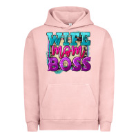 Pigment Salmon wife mom boss Urban Hoodie - FaDigitalArtStudio
