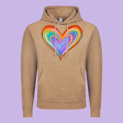 Watercolor Pride Heart Vintage Hoodie Designed By Jasminsmagicworld