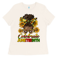 Bone celebrate juneteenth black woman bun Ladies Tee - HRA Design Shop