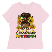 Celebrate Juneteenth Black Woman Bun Ladies Tee | Teevron