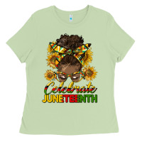 Matcha celebrate juneteenth black woman bun Ladies Tee - HRA Design Shop