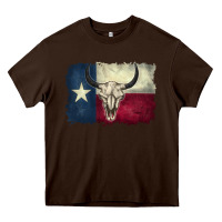 Chocolate Brown distressed tesas flag Heavy Core Tee - BarkalooDesign