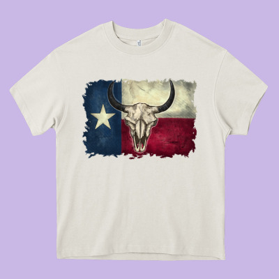 Distressed Tesas Flag Heavy Core Tee Designed By Barkaloodesign