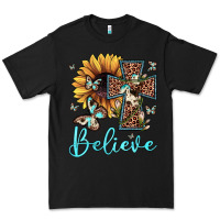 Black believe leopard cross sunflower butterfly Premium Tee - JahusDesignShop