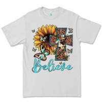 Dove Grey believe leopard cross sunflower butterfly Premium Tee - JahusDesignShop