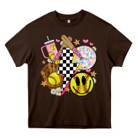 Chocolate Brown retro softball Heavy Core Tee - JahusDesignShop