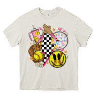 Cream retro softball Heavy Core Tee - JahusDesignShop