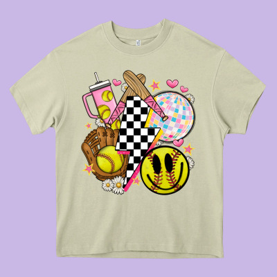 Retro Softball Heavy Core Tee Designed By Jahusdesignshop