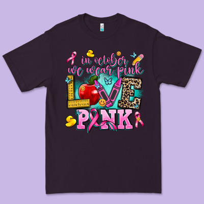 In October We Wear Pink Love Pink Premium Tee Designed By Adodesignshop