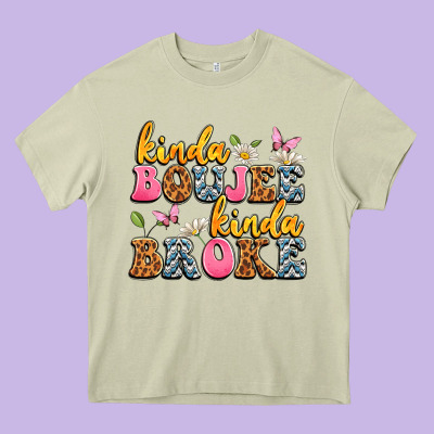 Kinda Boujee Kinda Broke Heavy Core Tee Designed By Jahusdesignshop