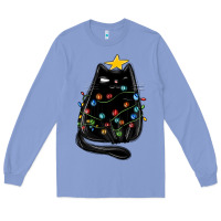 Colony Blue christmas cat with lights Long Sleeve Tee - MaliasSmallBusiness