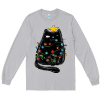 Moon Dust christmas cat with lights Long Sleeve Tee - MaliasSmallBusiness