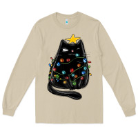 Mushroom christmas cat with lights Long Sleeve Tee - MaliasSmallBusiness