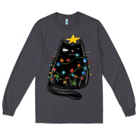 Smoke christmas cat with lights Long Sleeve Tee - MaliasSmallBusiness