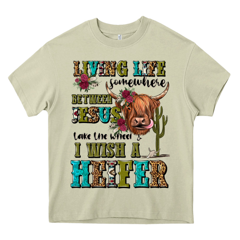 Living Life Somewhere Between Jesus Take The Wheel Heavy Core Tee by JahusDesignShop | Teevron