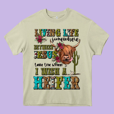 Living Life Somewhere Between Jesus Take The Wheel Heavy Core Tee Designed By Jahusdesignshop