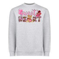 Heather Grey sweetheart with bear Heavyweight Sweatshirt - NancyCooperArtShop