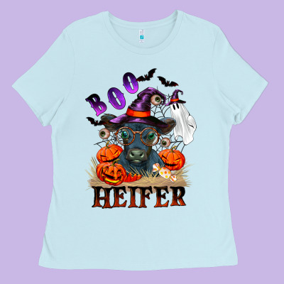 Boo Heifer Black Angus Ladies Tee Designed By Ranaportraitstore
