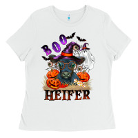 White Boo heifer black angus Ladies Tee - RanaPortraitStore