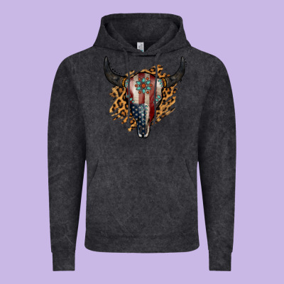 American Bull Skull Vintage Hoodie Designed By Jasminsmagicworld