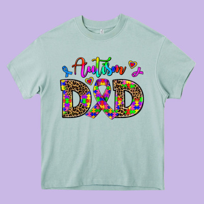 Rainbow Colors Autism Dad Heavy Core Tee Designed By Adodesignshop