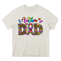 Cream rainbow colors autism dad Heavy Core Tee - AdoDesignShop