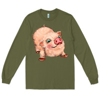 Army Green pig Long Sleeve Tee - MaliasSmallBusiness