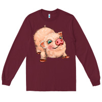 Burgundy pig Long Sleeve Tee - MaliasSmallBusiness
