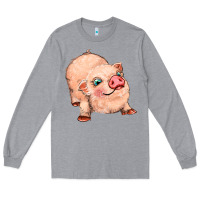 Heather Grey pig Long Sleeve Tee - MaliasSmallBusiness