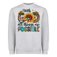 Heather Grey with god all things are possible malias Heavyweight Sweatshirt - MaliasSmallBusiness