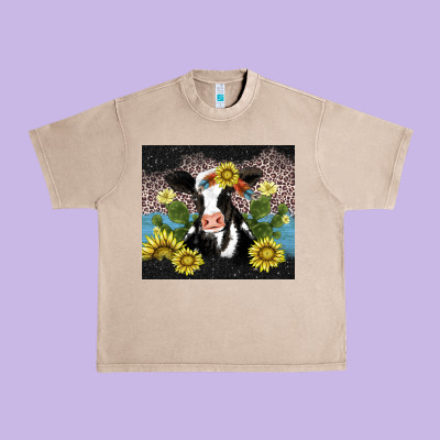 Cow Cactus And Sunflower Urban Heavy Tee Designed By Adodesignshop