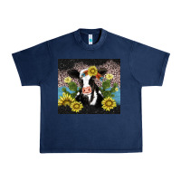 Navy cow cactus and sunflower Urban Heavy Tee - AdoDesignShop