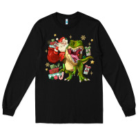 Black Christmas dinosaur Long Sleeve Tee - MaliasSmallBusiness