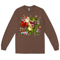 Chestnut Christmas dinosaur Long Sleeve Tee - MaliasSmallBusiness