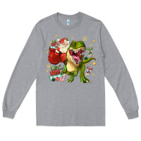 Heather Grey Christmas dinosaur Long Sleeve Tee - MaliasSmallBusiness