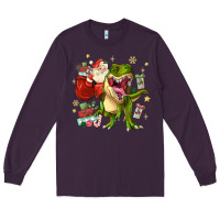 Plum Christmas dinosaur Long Sleeve Tee - MaliasSmallBusiness