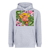 Heather Grey flamingo with leopard Heavyweight Hoodie - TumblerDesignByShophia
