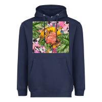Navy flamingo with leopard Heavyweight Hoodie - TumblerDesignByShophia