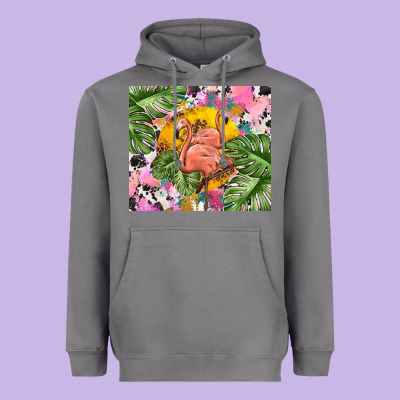 Flamingo With Leopard Heavyweight Hoodie Designed By Tumblerdesignbyshophia