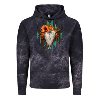 Cloud Black Aztec Turquoise Bull Skull Vintage Hoodie - Jasminsmagicworld