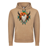 Vintage Coffee Aztec Turquoise Bull Skull Vintage Hoodie - Jasminsmagicworld