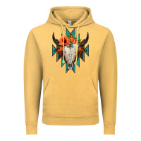Vintage Mustard Aztec Turquoise Bull Skull Vintage Hoodie - Jasminsmagicworld