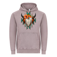 Vintage Zinc Aztec Turquoise Bull Skull Vintage Hoodie - Jasminsmagicworld