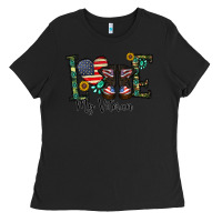 Black love my veteran Ladies Tee - CowhideDigitalArt