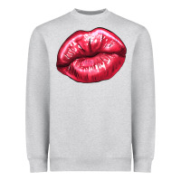 Heather Grey lips mark Heavyweight Sweatshirt - NancyCooperArtShop
