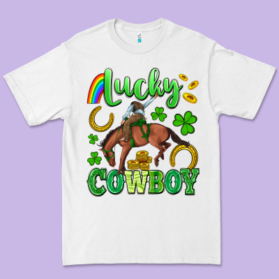 Lucky Cowboy Premium Tee Designed By Artiststas