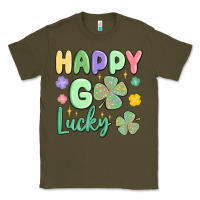 Army Green happy go lucky Classic Tee - MaliasSmallBusiness